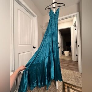 Blue mermaid style prom dress